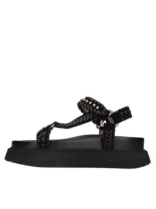 Sandali in camoscio e pelle con borchie CORAL BLUE | CB.K224.29NERO